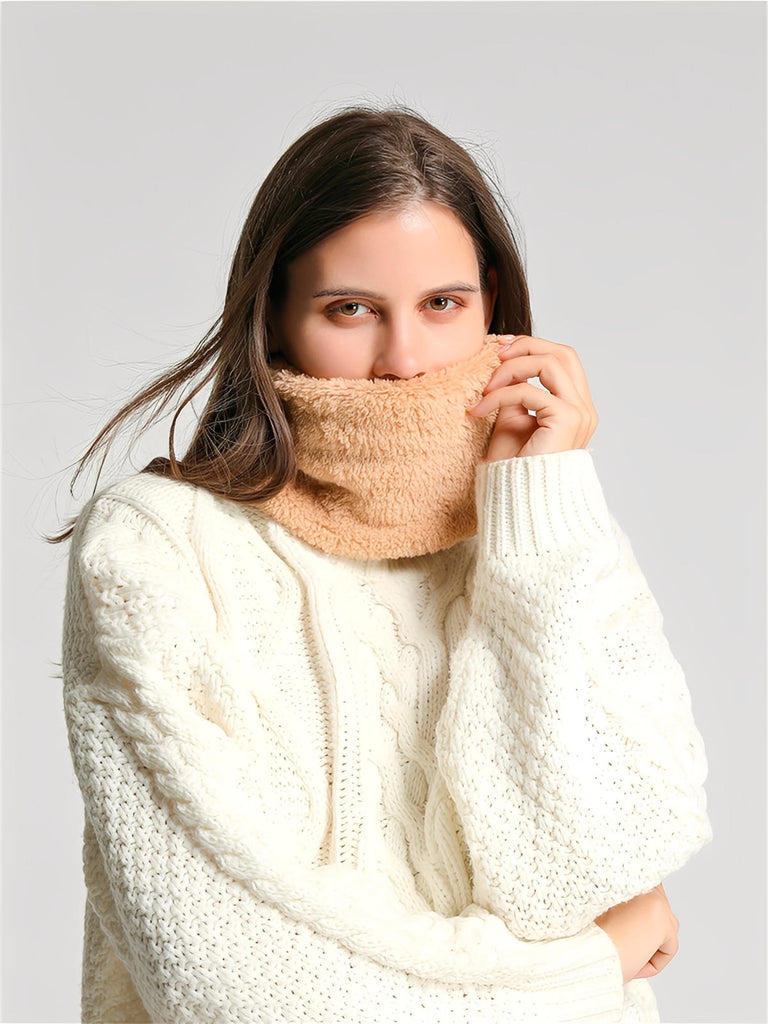 Cache - cou doux femme, homme, hiver, chaud, polaire, corail, tour de cou, col chaud, accessoire hiver, couleur unie, modèle Damida - Cache - cou - Beige