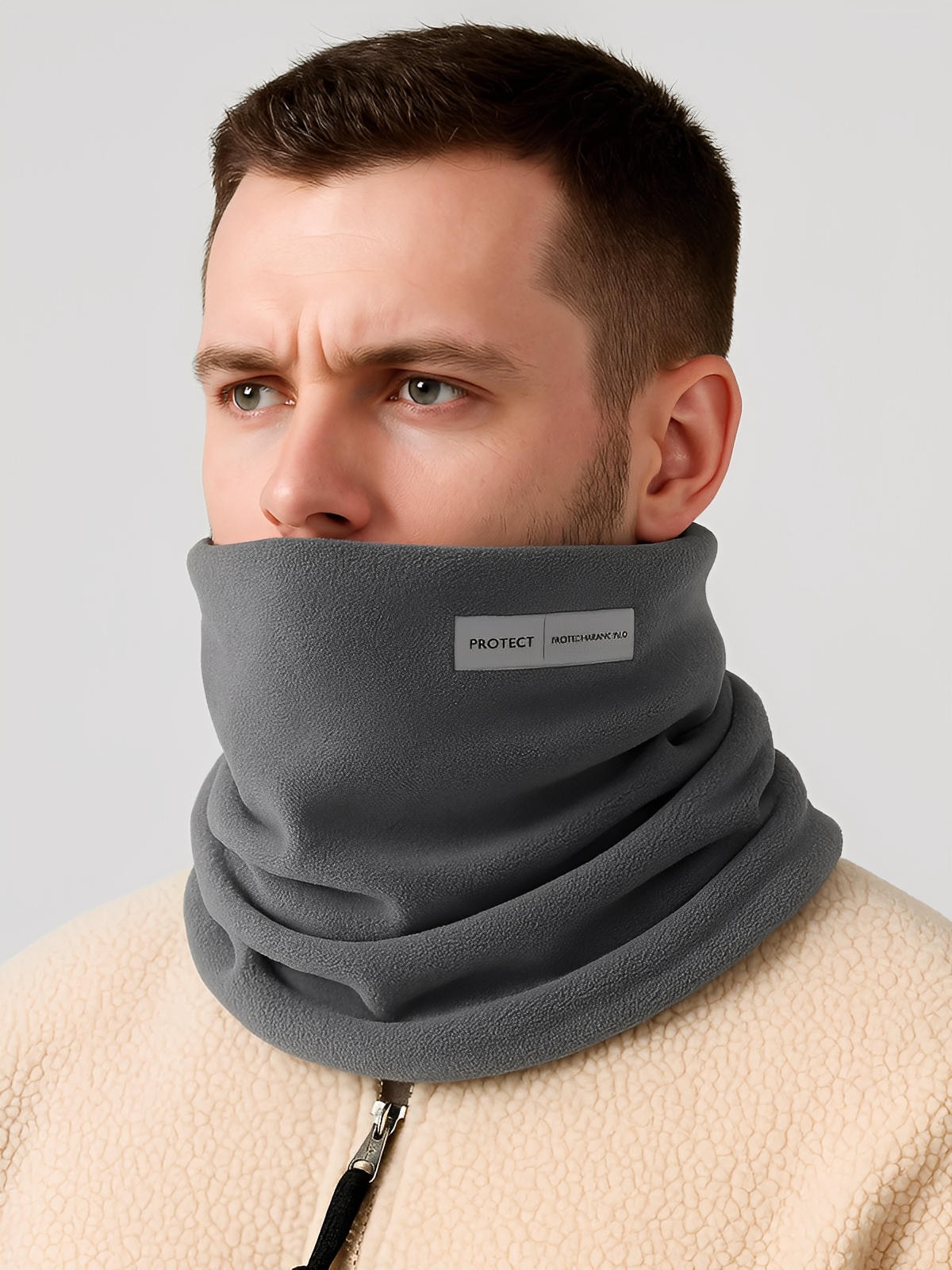 Cache - cou polaire hiver, tour de cou chaud, protection coupe - vent, doux et respirant, accessoire unisexe outdoor, modèle Kaï - Cache - cou - Gris