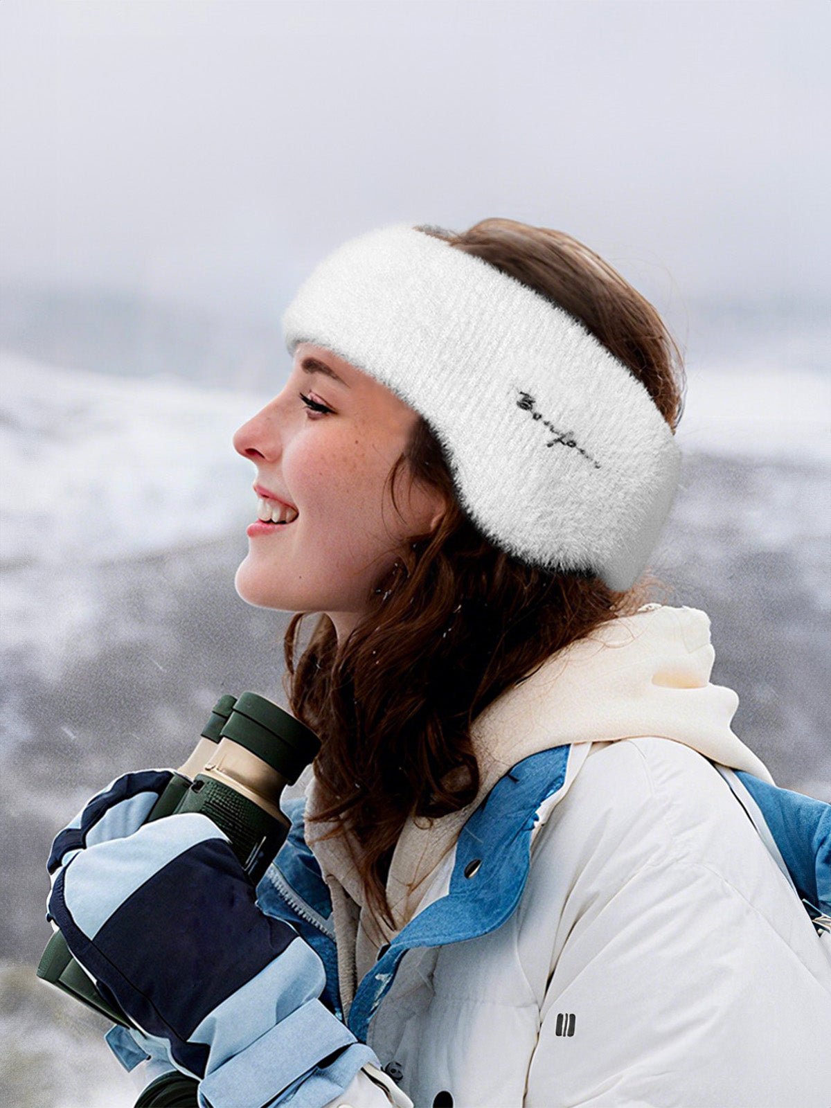 Cache - oreilles chaud hiver, bandeau doux femme, fausse fourrure vison, maintien oreilles, accessoire ski, extérieur, confortable, léger, modèle Vénissa - Cache - oreilles - Bleu clair