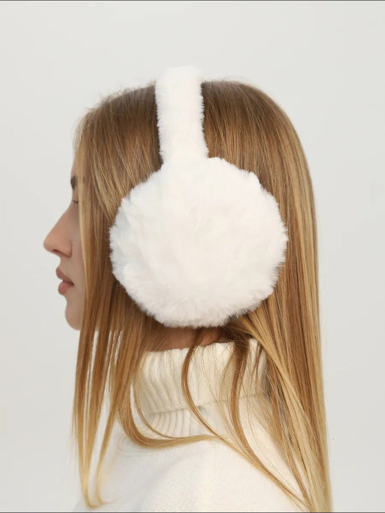 Cache - oreilles doux en fausse fourrure, accessoire chaud pour l’hiver, cache - oreilles pliable et léger, protection contre le froid et le vent, confort moelleux, modèle Jound - Cache - oreilles - Blanc