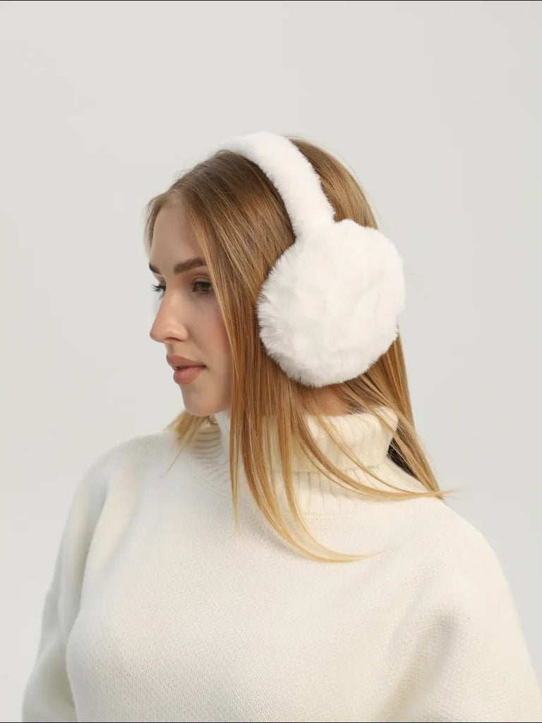 Cache - oreilles doux en fausse fourrure, accessoire chaud pour l’hiver, cache - oreilles pliable et léger, protection contre le froid et le vent, confort moelleux, modèle Jound - Cache - oreilles - Blanc