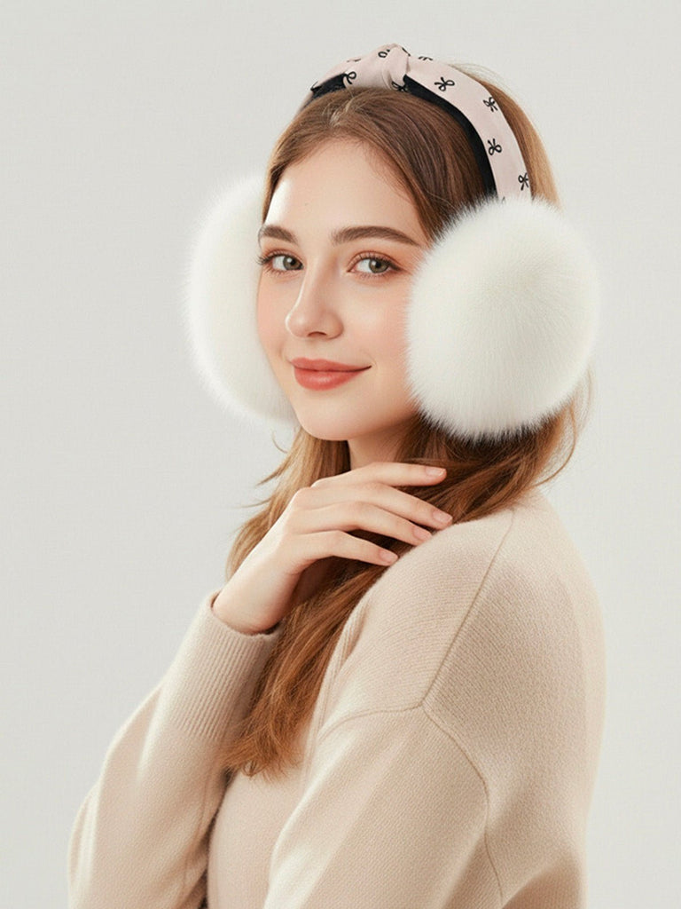 Cache - oreilles doux hiver femme, cache - oreilles chaud pliable, serre - tête en fausse fourrure, cache - oreilles moelleux, protection anti - froid élégante, modèle Josiane - Cache - oreilles - Blanc