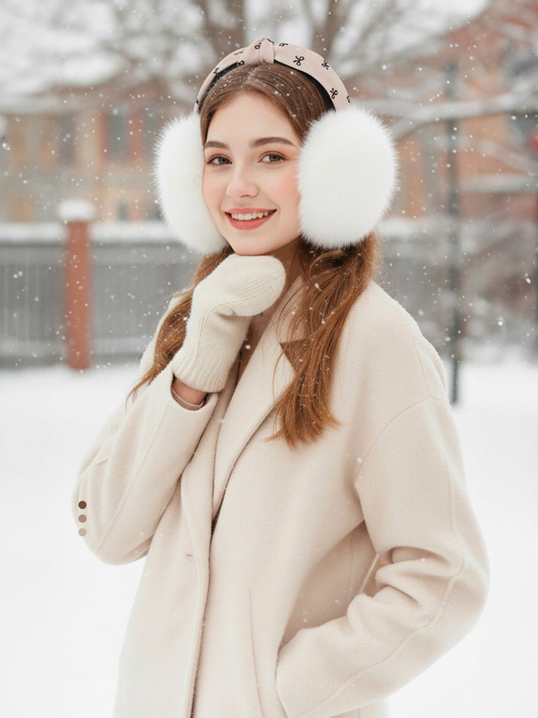Cache - oreilles doux hiver femme, cache - oreilles chaud pliable, serre - tête en fausse fourrure, cache - oreilles moelleux, protection anti - froid élégante, modèle Josiane - Cache - oreilles - Blanc