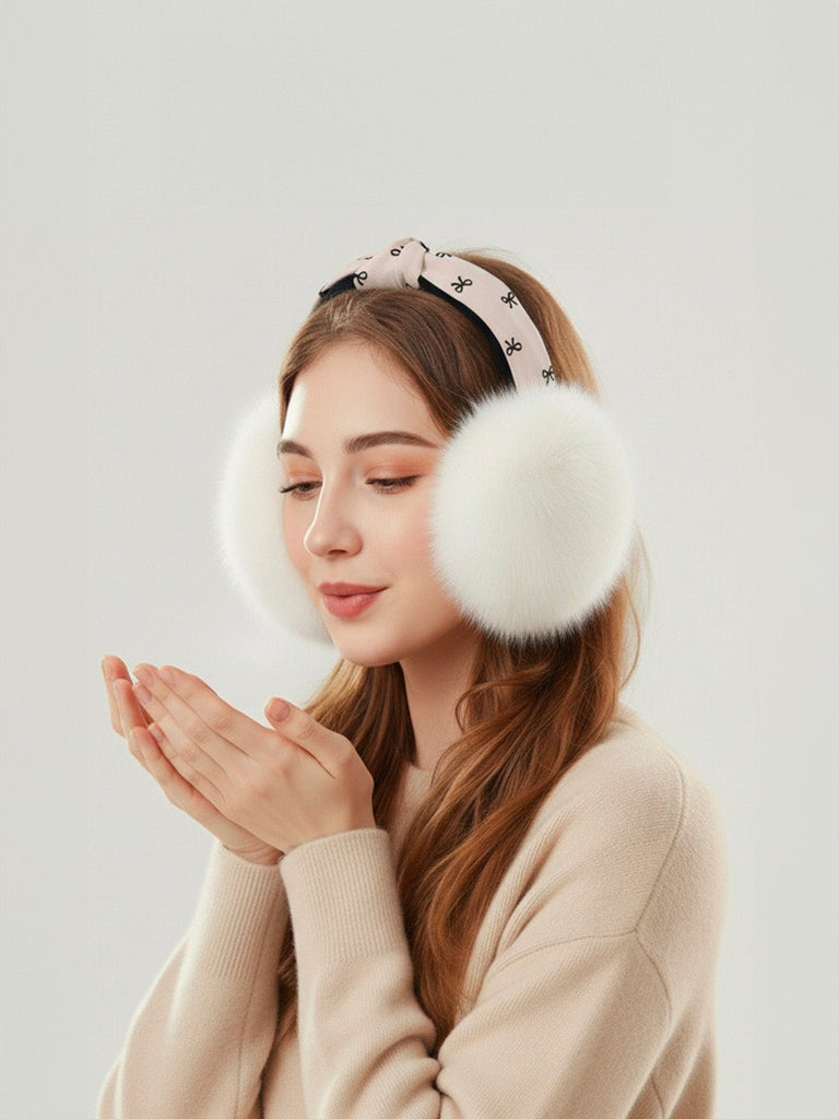 Cache - oreilles doux hiver femme, cache - oreilles chaud pliable, serre - tête en fausse fourrure, cache - oreilles moelleux, protection anti - froid élégante, modèle Josiane - Cache - oreilles - Blanc