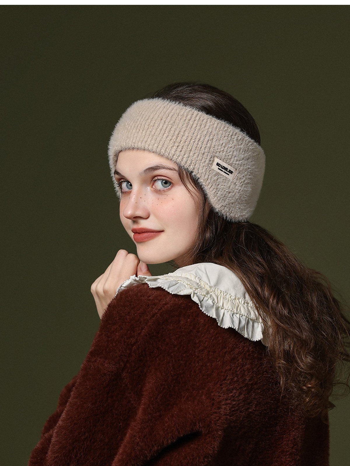 Cache - oreilles hiver doux, bandeau chaud, protection anti - froid, confort moelleux, accessoire de sport, style décontracté, modèle Sadire - Cache - oreilles - Beige