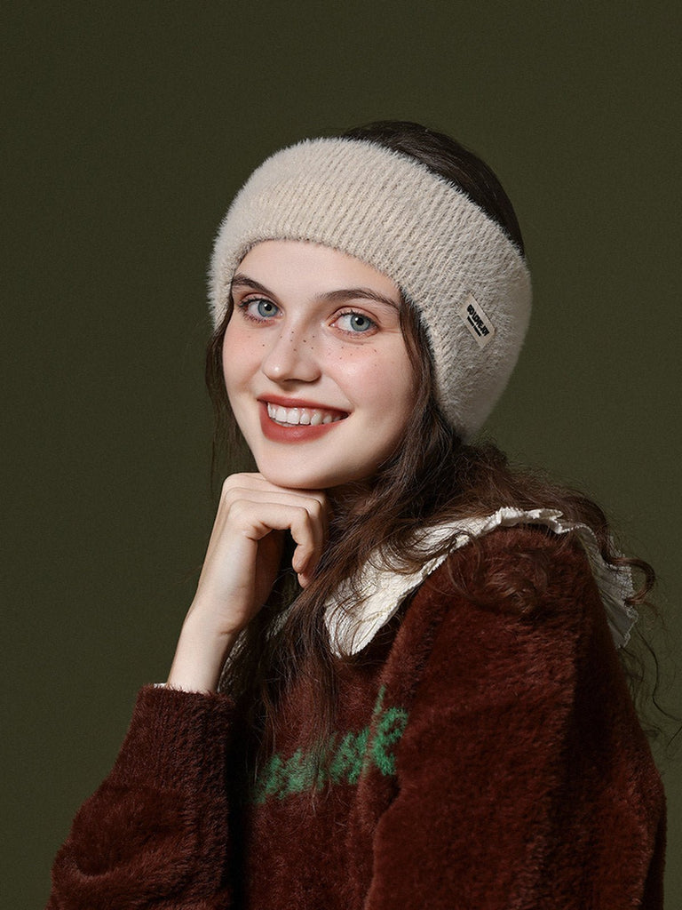 Cache - oreilles hiver doux, bandeau chaud, protection anti - froid, confort moelleux, accessoire de sport, style décontracté, modèle Sadire - Cache - oreilles - Beige
