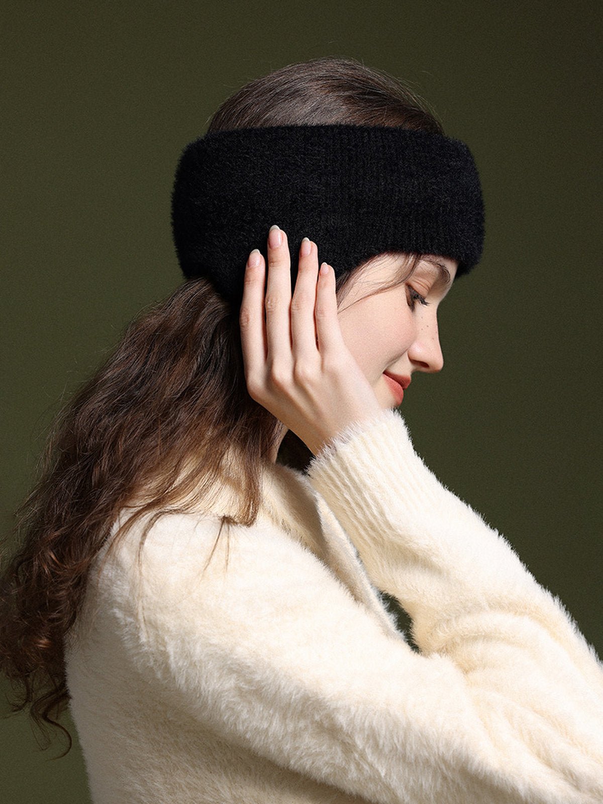 Cache - oreilles hiver doux, bandeau chaud, protection anti - froid, confort moelleux, accessoire de sport, style décontracté, modèle Sadire - Cache - oreilles - Noir