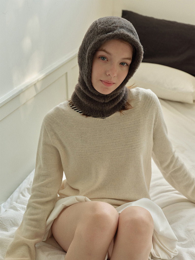Cagoule douce fausse fourrure, bonnet balaclava chaud hiver, cagoule unisexe, cagoule polaire colorée, cagoule tricotée douce, cagoule confort cocon, modèle Parkie - Écharpe - Gris