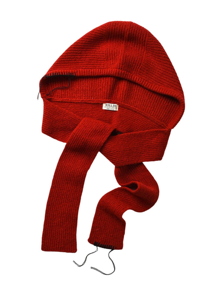 Cagoule femme hiver, écharpe tricot laine intégrée, bonnet capuche chaude, balaclava douce et confortable, cagoule mode, modèle Dipsy - Écharpe - Rouge
