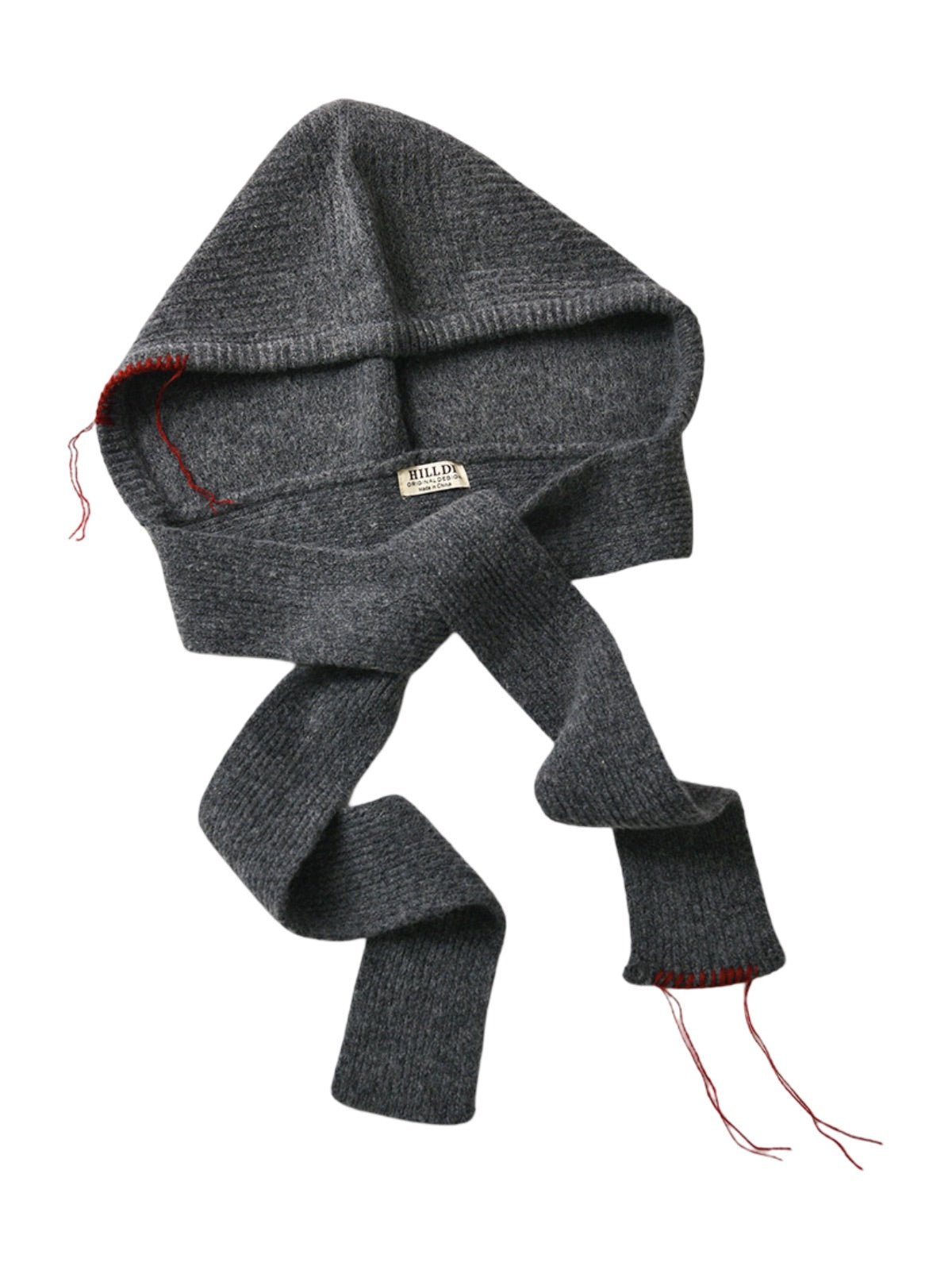 Cagoule femme hiver, écharpe tricot laine intégrée, bonnet capuche chaude, balaclava douce et confortable, cagoule mode, modèle Dipsy - Écharpe - Gris