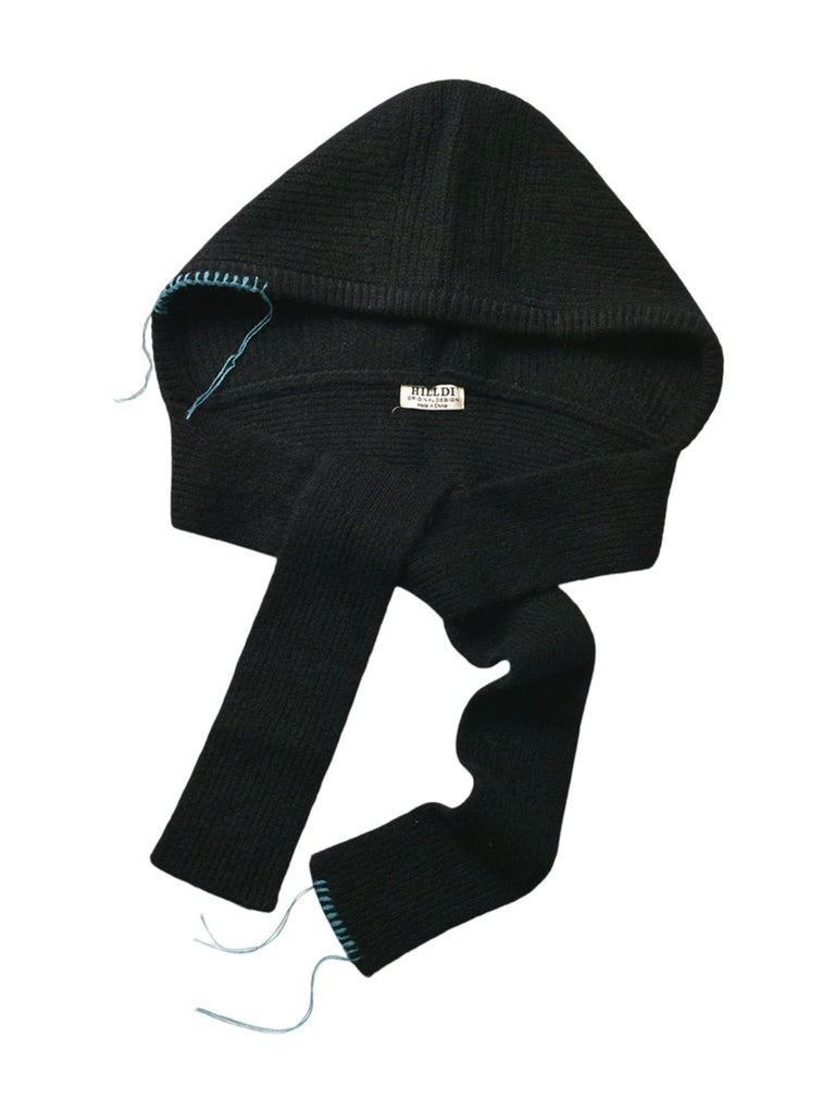 Cagoule femme hiver, écharpe tricot laine intégrée, bonnet capuche chaude, balaclava douce et confortable, cagoule mode, modèle Dipsy - Écharpe - Noir
