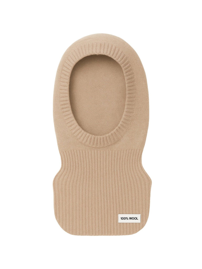 Cagoule femme laine mérinos, tricot doux et chaud, col intégré hiver, accessoire mode protection froid, bonnet cagoule chic, modèle Olise - Écharpe - Beige