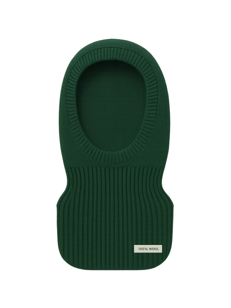 Cagoule femme laine mérinos, tricot doux et chaud, col intégré hiver, accessoire mode protection froid, bonnet cagoule chic, modèle Olise - Écharpe - Vert