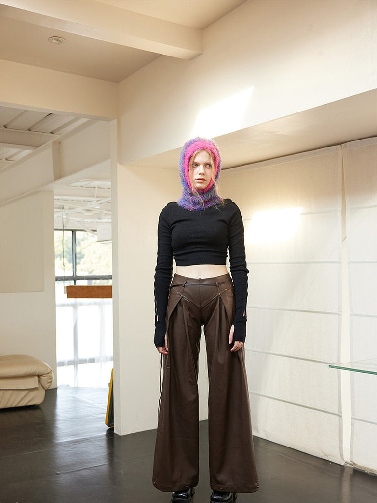 Cagoule tricotée douce, bonnet col intégré en fausse fourrure, accessoire hiver chaud et coloré, modèle Nitra - Écharpe - Rose