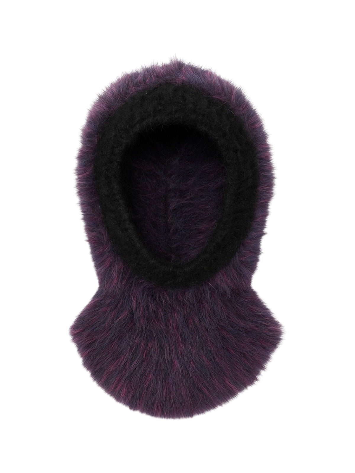 Cagoule tricotée douce, bonnet col intégré en fausse fourrure, accessoire hiver chaud et coloré, modèle Nitra - Écharpe - Violet