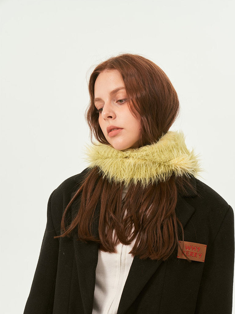 Cagoule tricotée douce en fausse fourrure, unisexe chaude, à rayures, cagoule d’hiver colorée, style streetwear, moelleuse à enfiler, modèle Yénize - Écharpe - Vert