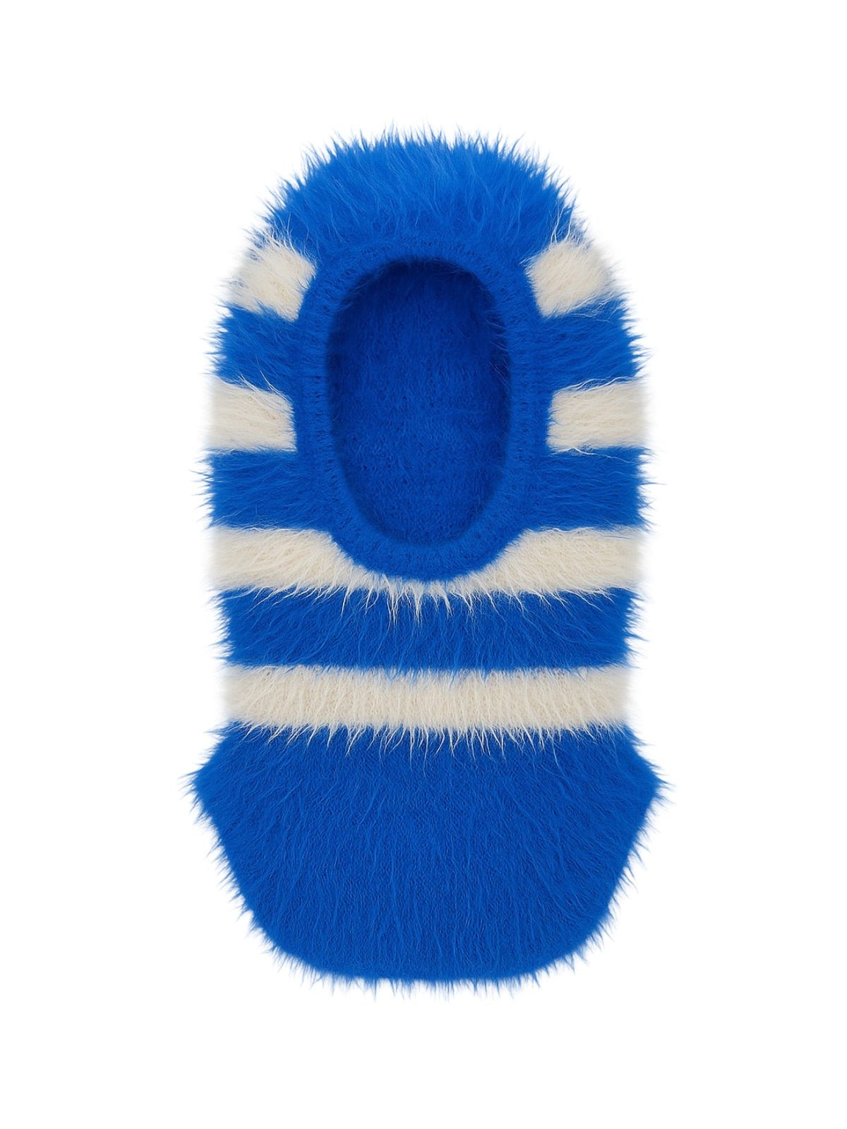 Cagoule tricotée douce en fausse fourrure, unisexe chaude, à rayures, cagoule d’hiver colorée, style streetwear, moelleuse à enfiler, modèle Yénize - Écharpe - Bleu