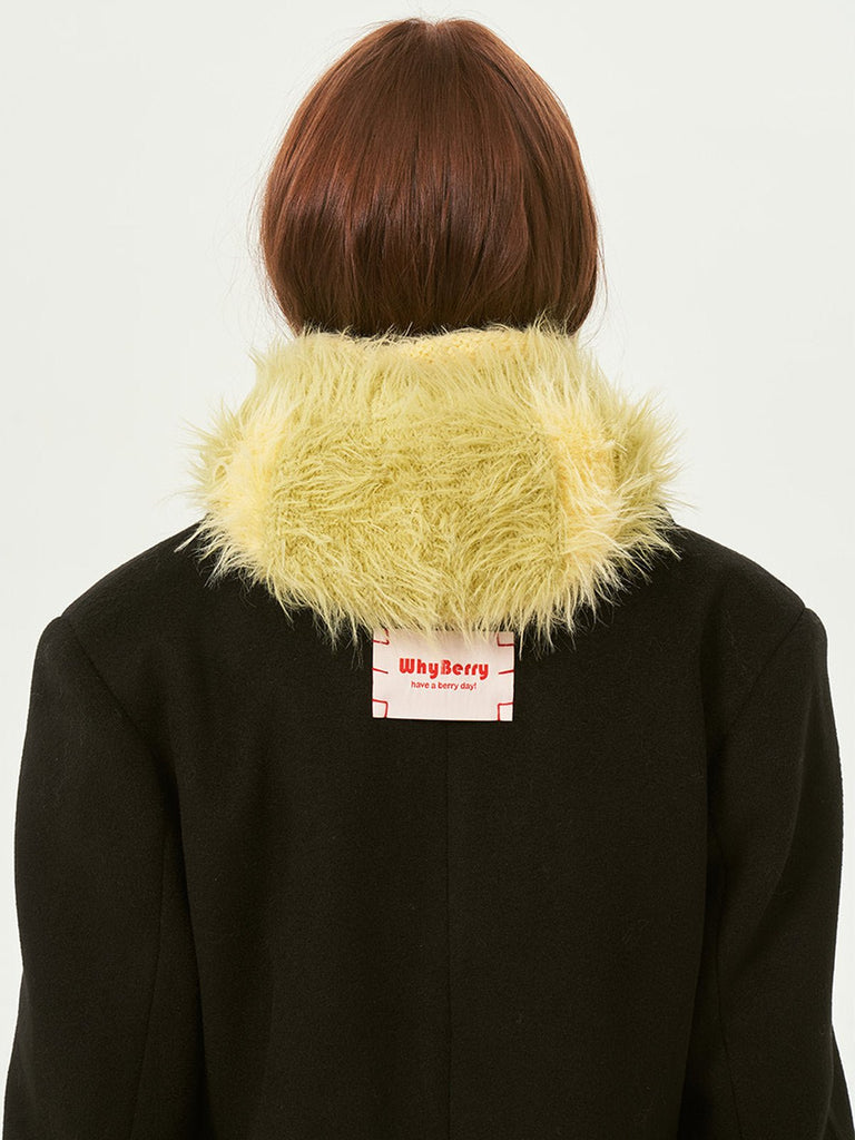 Cagoule tricotée douce en fausse fourrure, unisexe chaude, à rayures, cagoule d’hiver colorée, style streetwear, moelleuse à enfiler, modèle Yénize - Écharpe - Vert