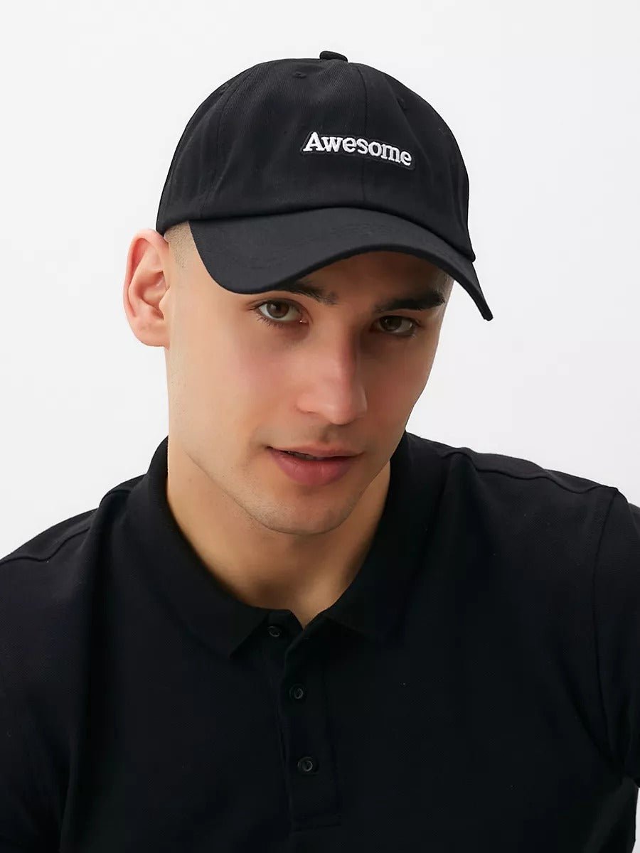 Casquette baseball coton brodée Awesome, ajustable, visière courbée, plusieurs couleurs, modèle Volin - Casquette - Noir