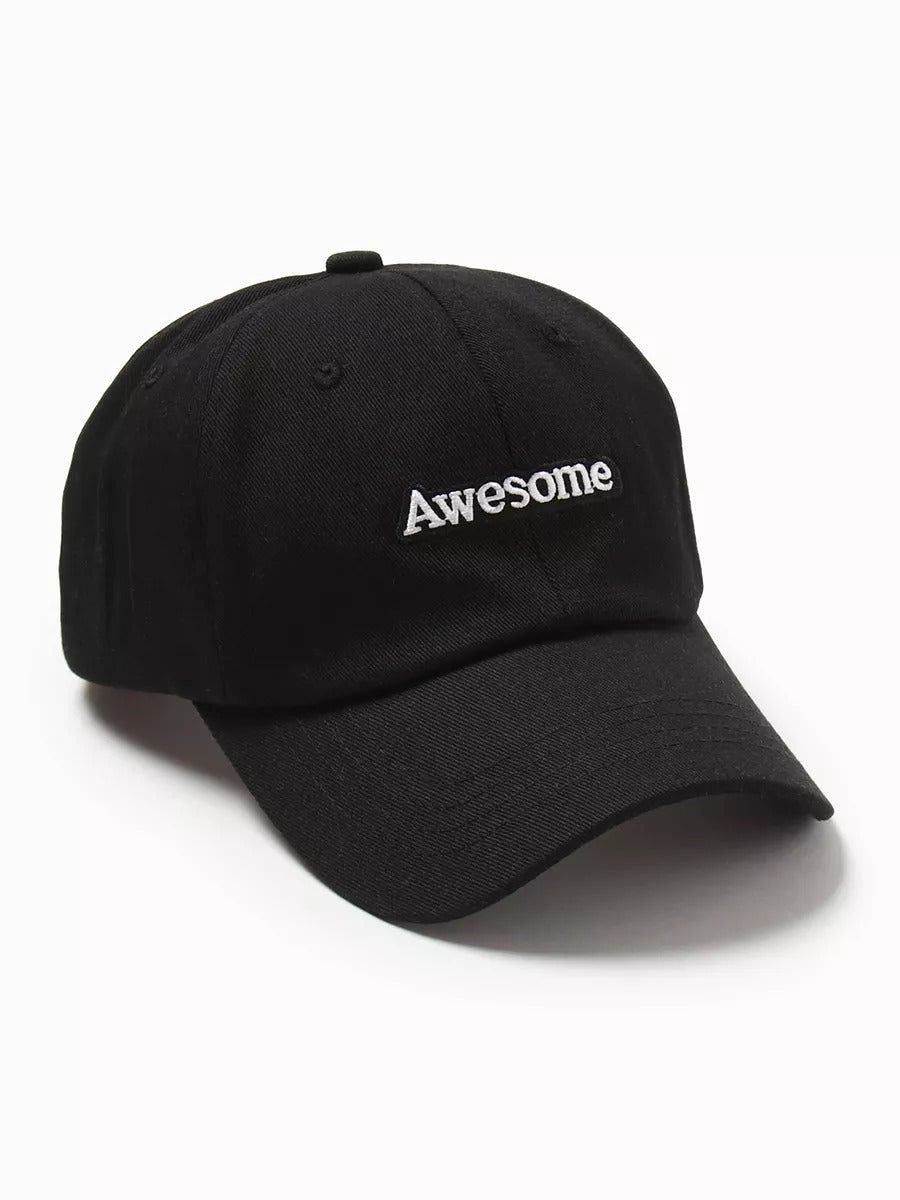 Casquette baseball coton brodée Awesome, ajustable, visière courbée, plusieurs couleurs, modèle Volin - Casquette - Noir