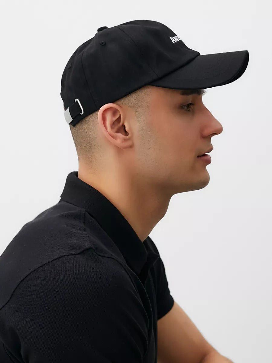 Casquette baseball coton brodée Awesome, ajustable, visière courbée, plusieurs couleurs, modèle Volin - Casquette - Noir