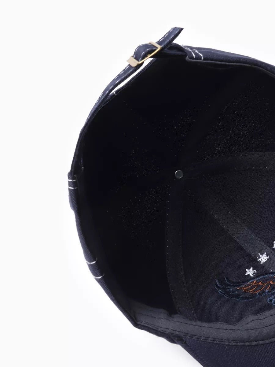 Casquette brodée aigle, visière courbée, ajustable, coton respirant, style urbain, modèle Eagle - Casquette - Bleu