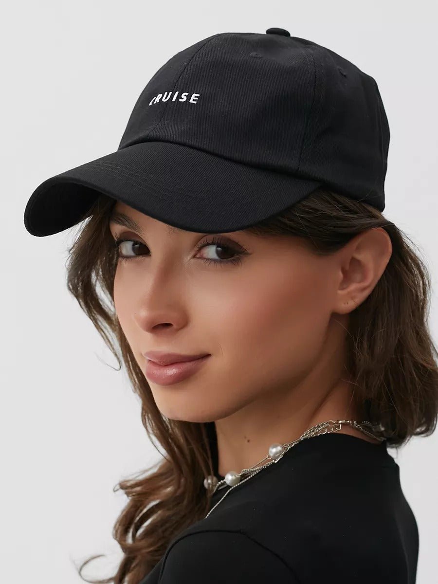 Casquette brodée Cruise, en coton, réglable, broderie minimaliste, visière courbée, style unisexe, modèle Cruise - Casquette - Noir