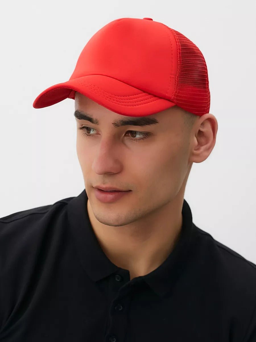 Casquette filet unie, légère et respirante, réglable, idéale pour l'été, modèle Quinn - Casquette - Rouge