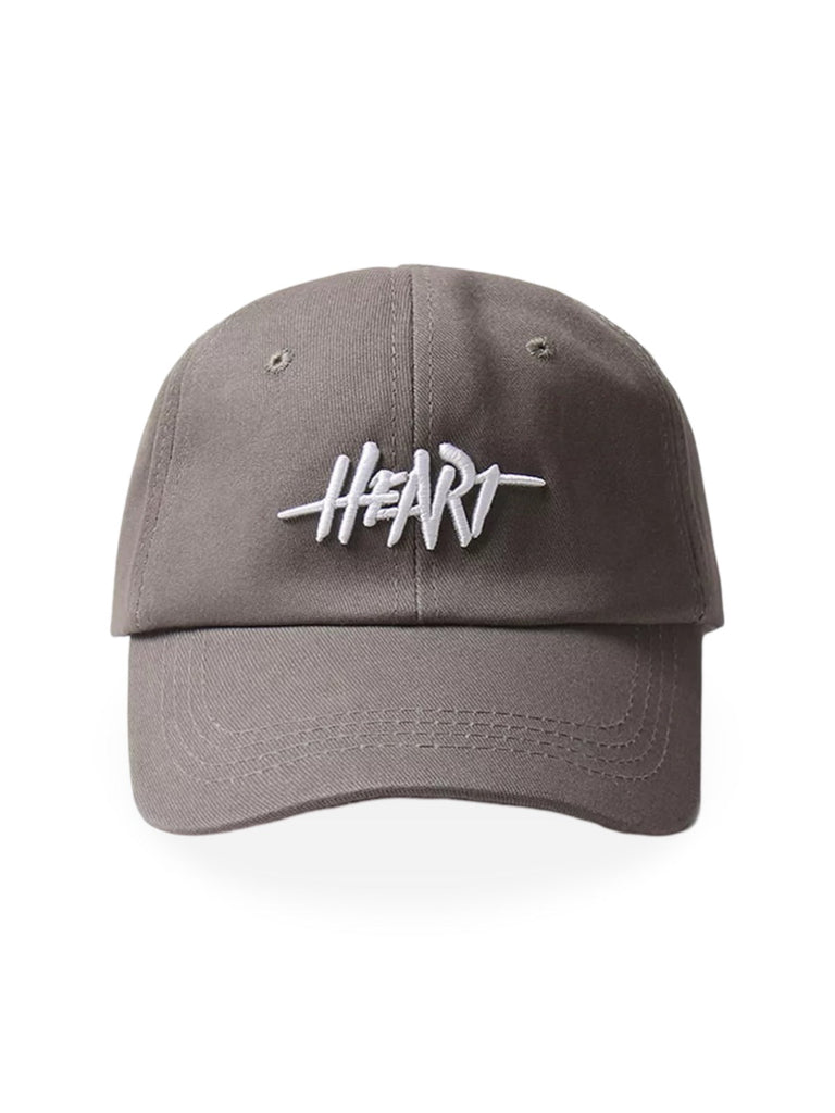 Casquette HEART brodée, coton respirant, visière courbée, ajustable, style urbain, modèle Hermi - Casquette - Gris