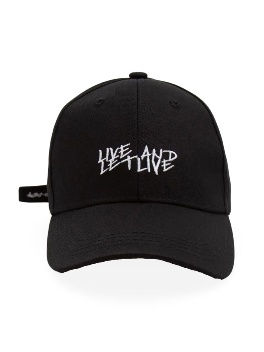 Casquette Live and Let Live, coton respirant, visière courbée, broderie stylée, taille réglable, modèle Alem - Casquette - Noir