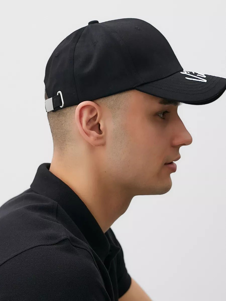 Casquette logo Vintage brodée, coton respirant, style urbain, visière courbée, ajustable, modèle Nell - Casquette - Noir