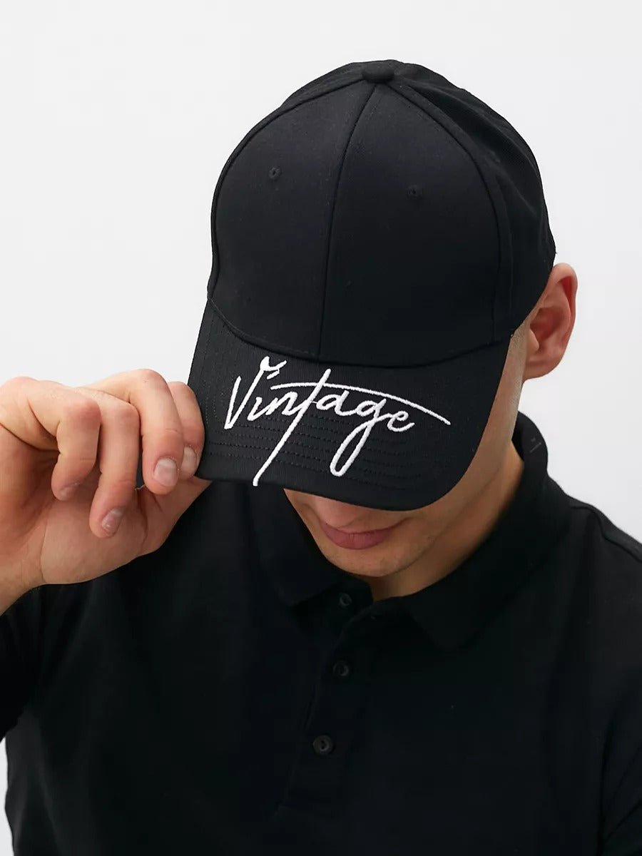 Casquette logo Vintage brodée, coton respirant, style urbain, visière courbée, ajustable, modèle Nell - Casquette - Noir