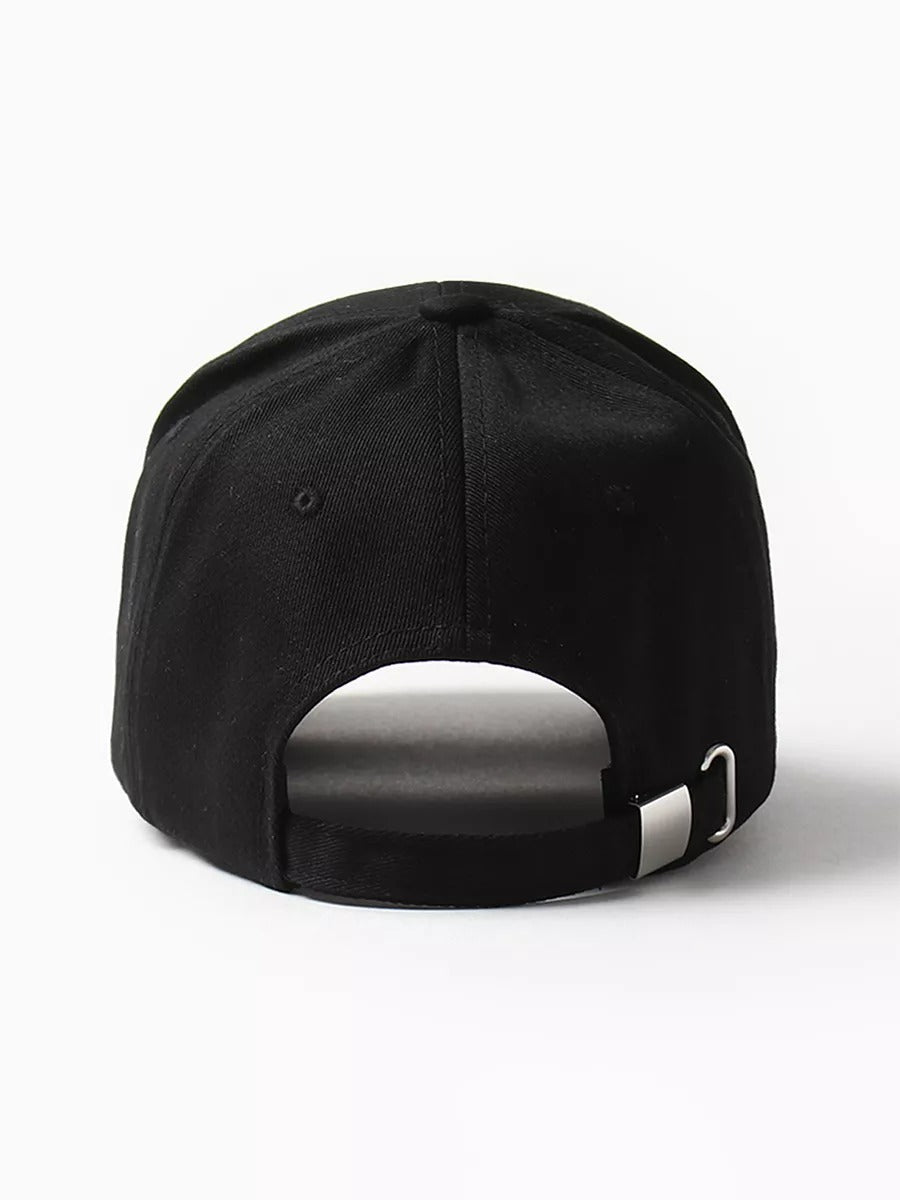 Casquette logo Vintage brodée, coton respirant, style urbain, visière courbée, ajustable, modèle Nell - Casquette - Noir