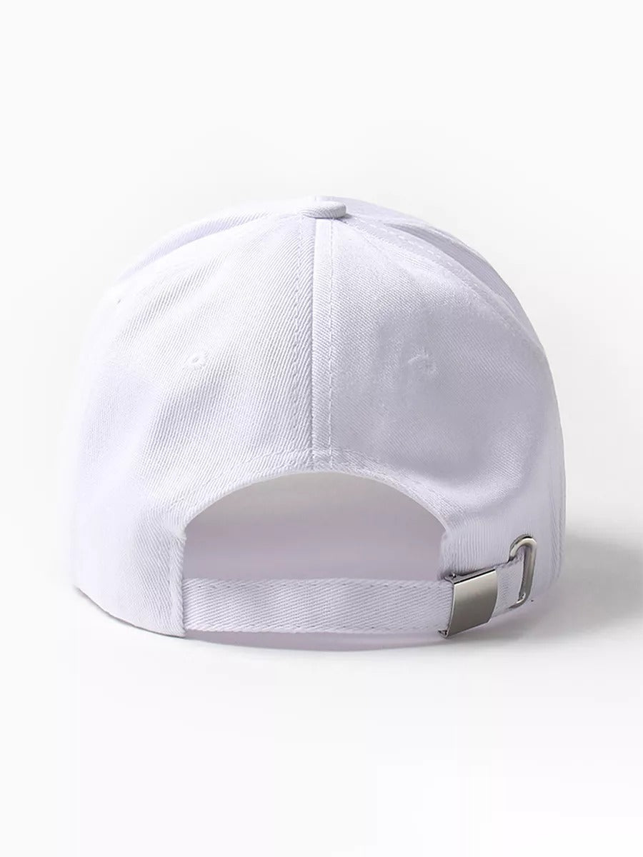 Casquette logo Vintage brodée, coton respirant, style urbain, visière courbée, ajustable, modèle Nell - Casquette - Blanc