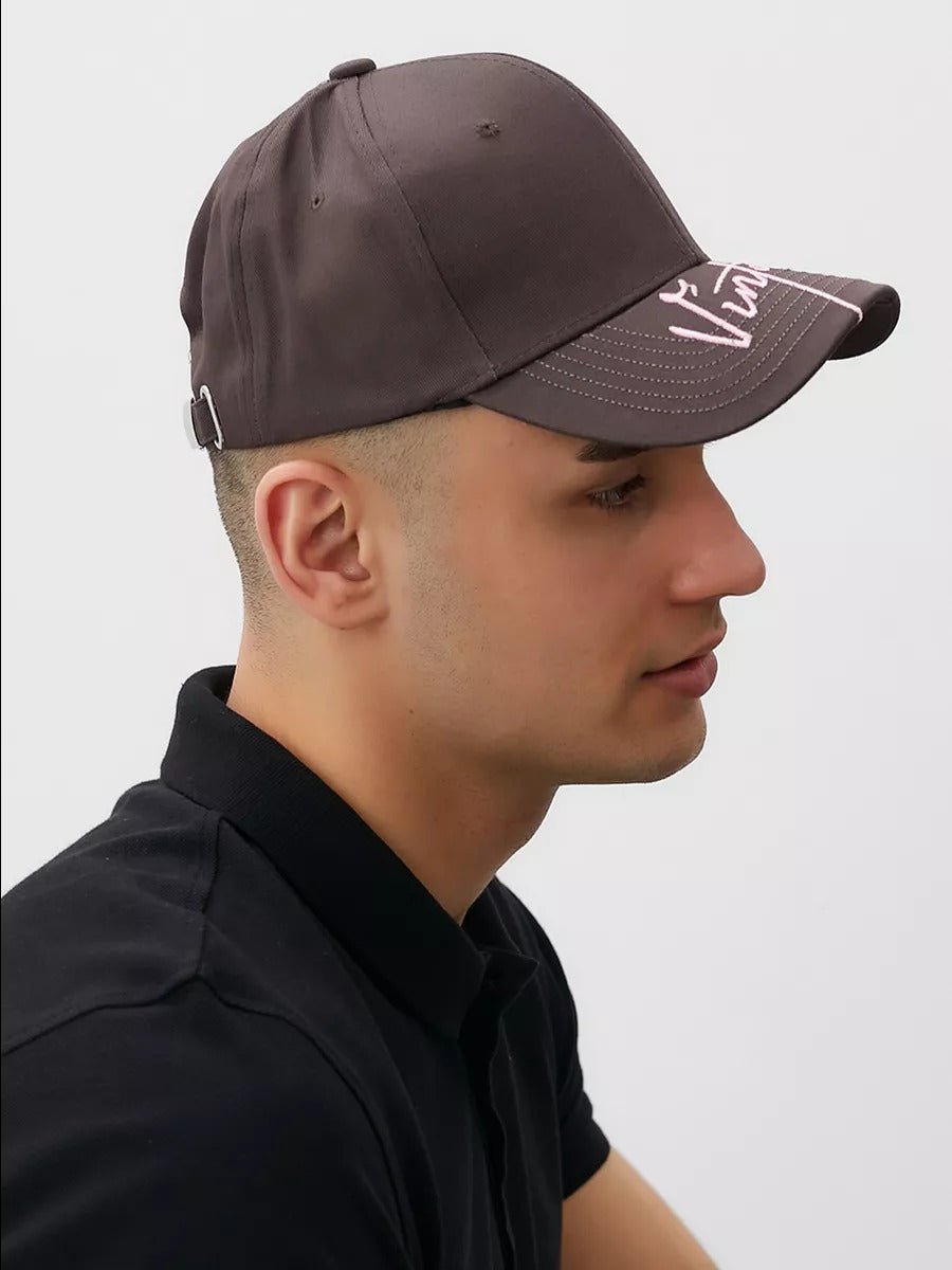 Casquette logo Vintage brodée, coton respirant, style urbain, visière courbée, ajustable, modèle Nell - Casquette - Marron