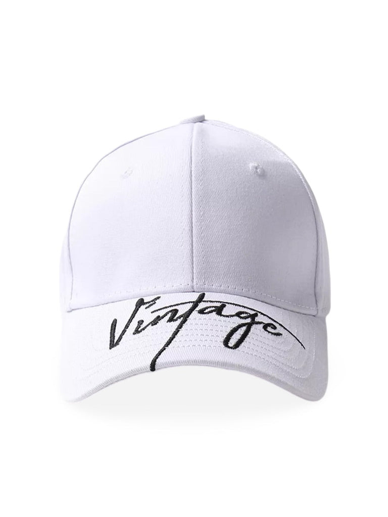 Casquette logo Vintage brodée, coton respirant, style urbain, visière courbée, ajustable, modèle Nell - Casquette - Blanc