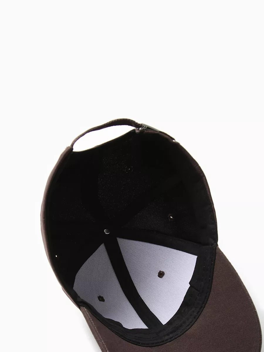 Casquette logo Vintage brodée, coton respirant, style urbain, visière courbée, ajustable, modèle Nell - Casquette - Marron