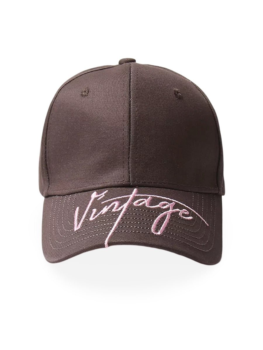 Casquette logo Vintage brodée, coton respirant, style urbain, visière courbée, ajustable, modèle Nell - Casquette - Marron
