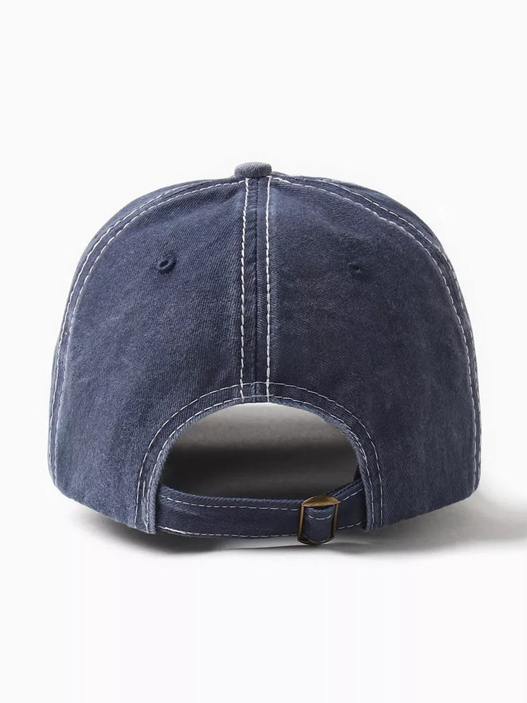 Casquette tigre brodée, style vintage, coton délavé, look usé, mode urbaine, modèle Tigro - Casquette - Bleu