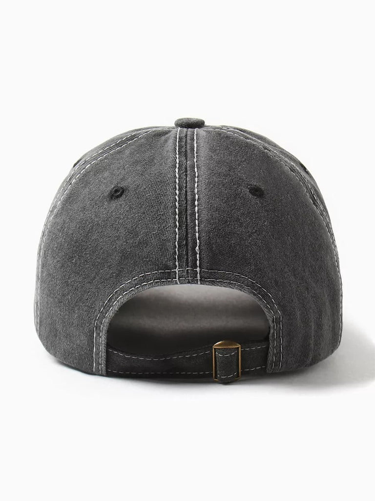 Casquette tigre brodée, style vintage, coton délavé, look usé, mode urbaine, modèle Tigro - Casquette - Gris foncé