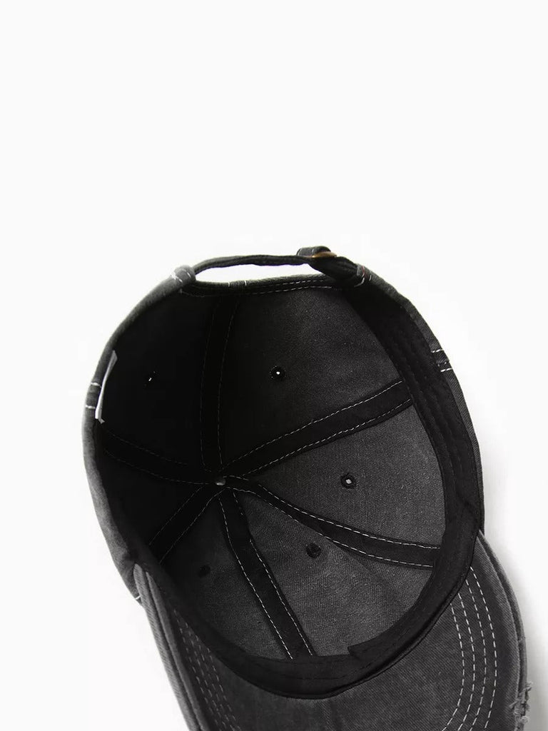 Casquette tigre brodée, style vintage, coton délavé, look usé, mode urbaine, modèle Tigro - Casquette - Gris foncé