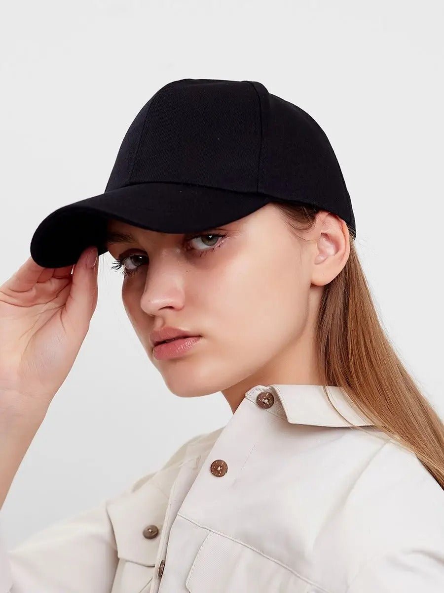 Casquette unie colorée, à visière courbée, réglable, au polyester respirant, look minimal, modèle Gaby - Casquette - Noir