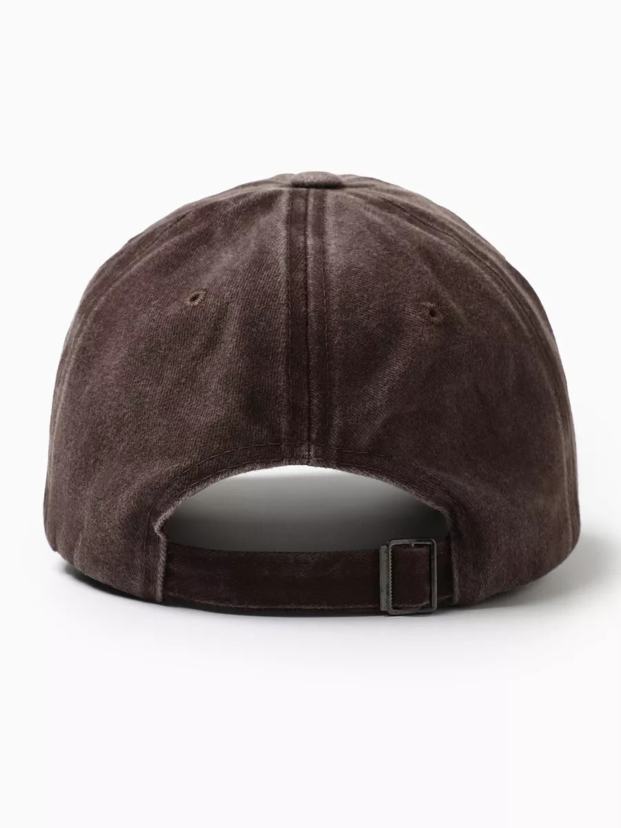 Casquette unisexe coton délavé, au style rétro, visière courbée, réglable, modèle Méty - Casquette - Marron