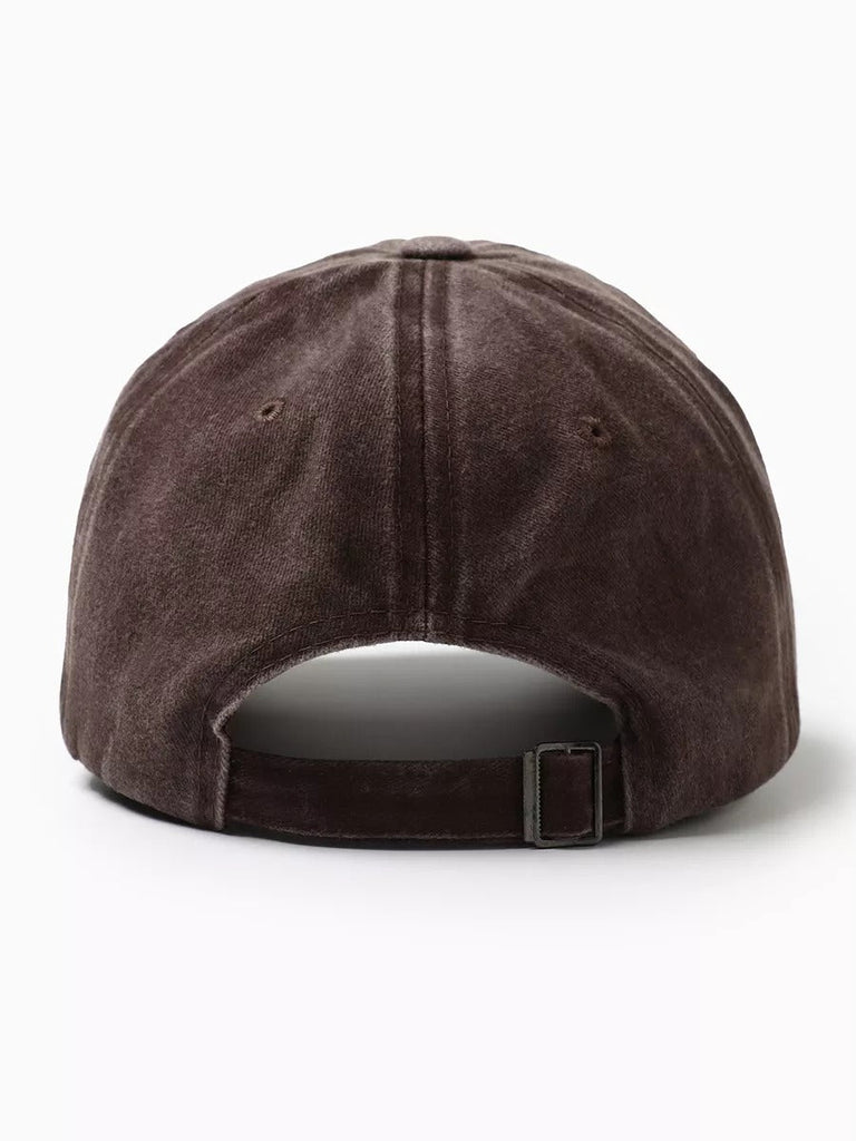 Casquette unisexe coton délavé, au style rétro, visière courbée, réglable, modèle Méty - Casquette - Marron