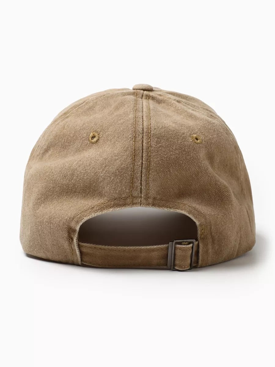 Casquette unisexe coton délavé, au style rétro, visière courbée, réglable, modèle Méty - Casquette - Beige