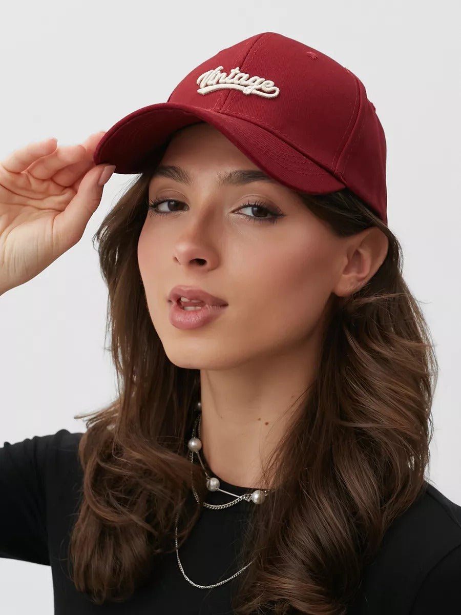 Casquette vintage brodée, en coton, visière courbée, réglable, unisexe, protection solaire, modèle Jamire - Casquette - Rouge