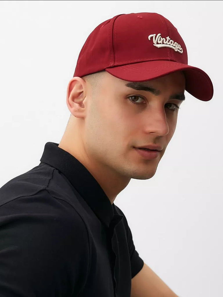 Casquette vintage brodée, en coton, visière courbée, réglable, unisexe, protection solaire, modèle Jamire - Casquette - Rouge