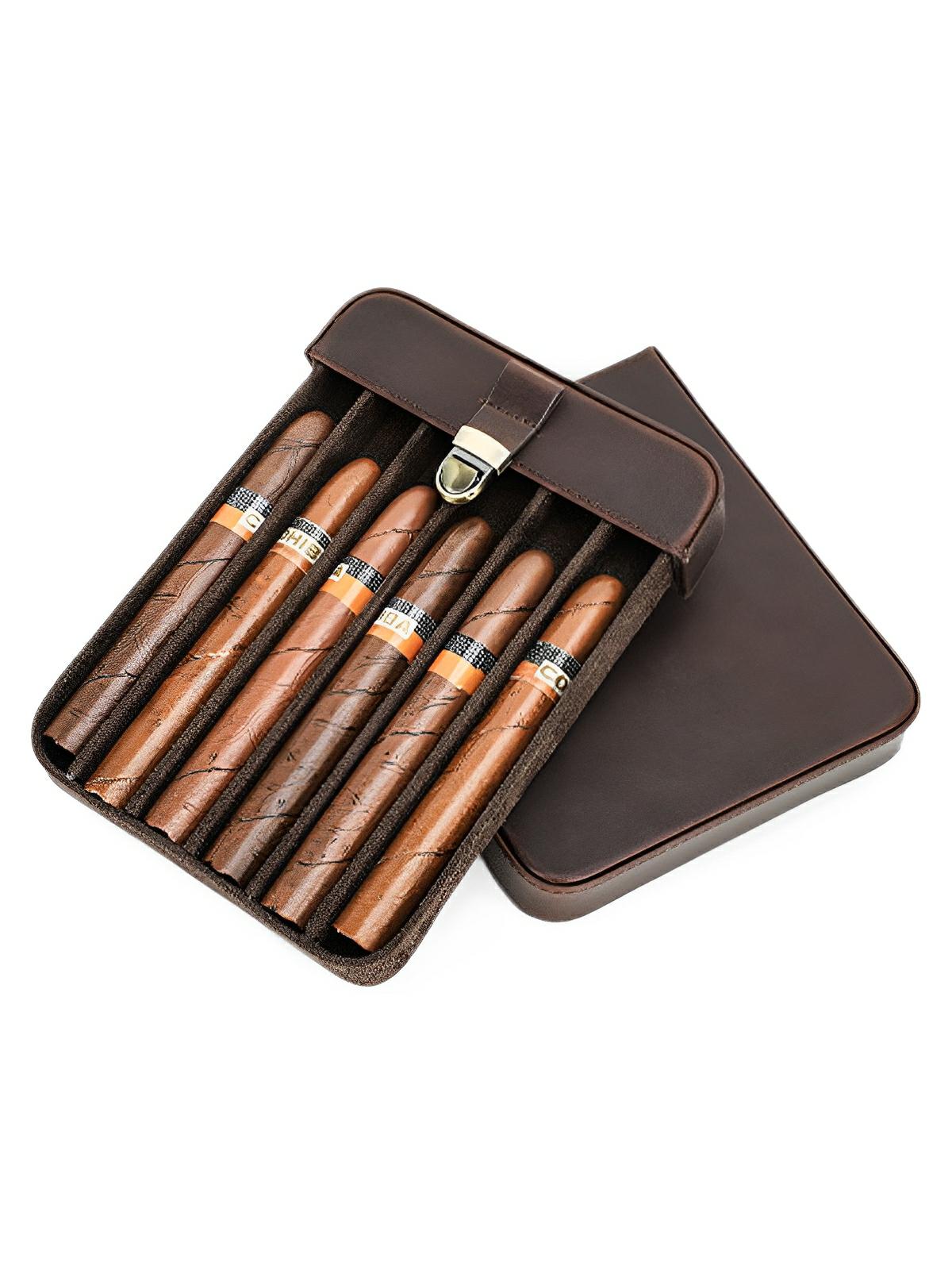 Cave à cigares, en cuir, forte de caractère, modèle Firminius - Coffret - Café