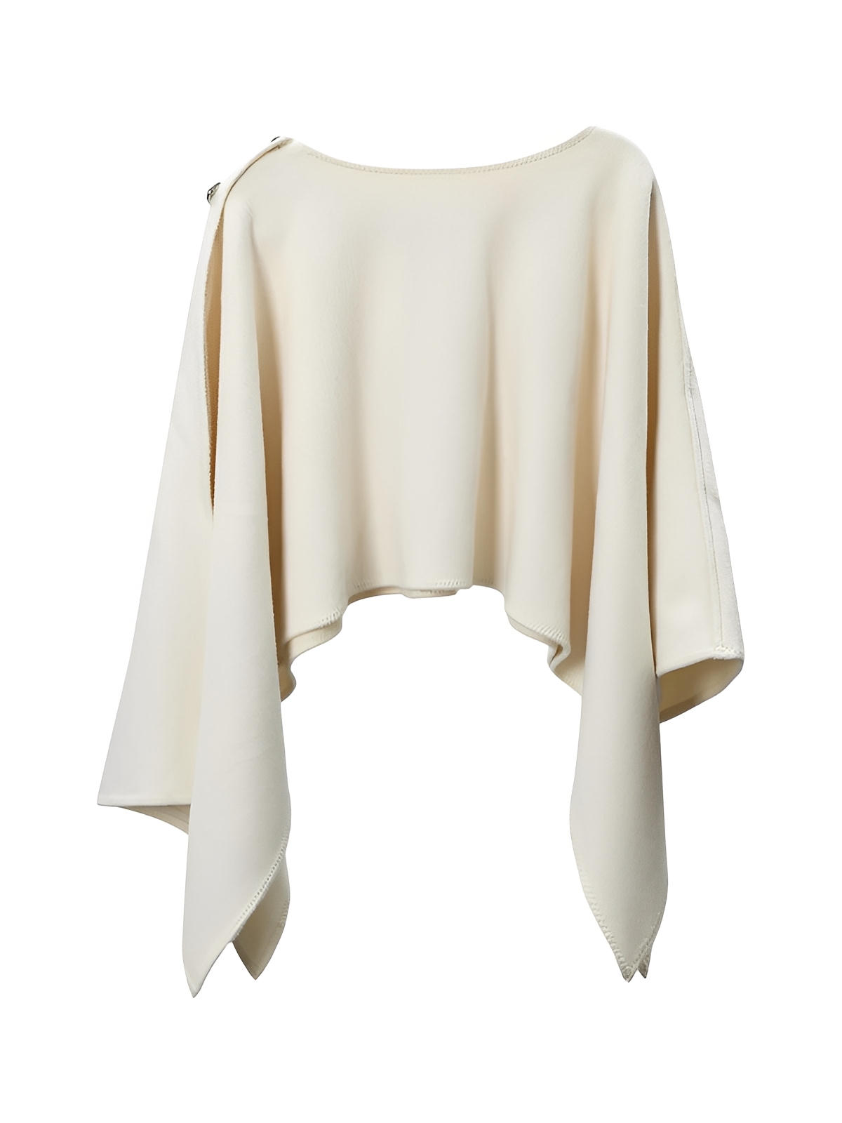 Châle à boutons, cape fluide, poncho doux, châle chaud femme, couvre - épaules hiver, châle élégant noir blanc, modèle Sandrine - Châle - Blanc