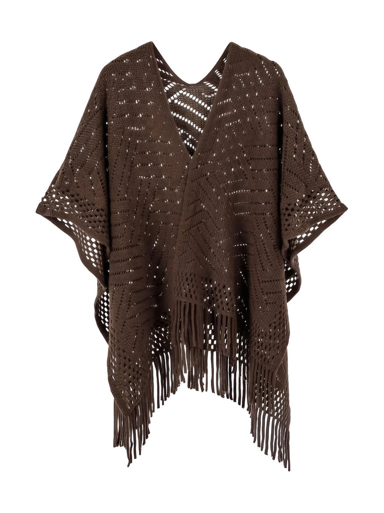 Châle ajouré à franges, maille fine légère, châle rectangulaire femme, châle tricoté printemps automne, accessoire mode doux, modèle Jayne
